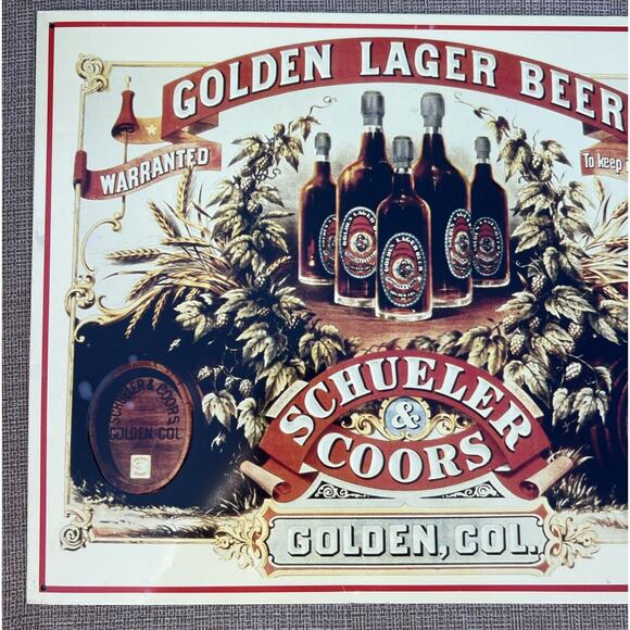 Schueler Coors Golden Lager Beer Tin Sign (16" x 12.75") Golden Colorado Retro - Picture 2 of 6